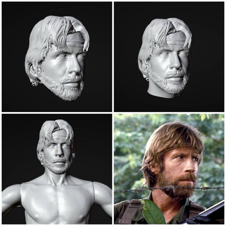 Chuck Norris 1/6 Head Sculpt as Braddock, Lone Wolf McQuade for One Sixth 12" Action Figure