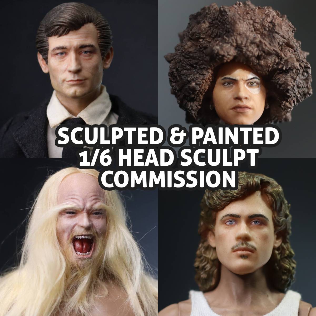 Custom 1/6 head sculpt commission featuring fully sculpted and hand-painted collectible heads by Carlo EzOneSixth Voigt.